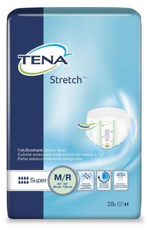 FULL CASE - 67902 - TENA Super Stretch MED/REG Brief - 2Pkgs/Case