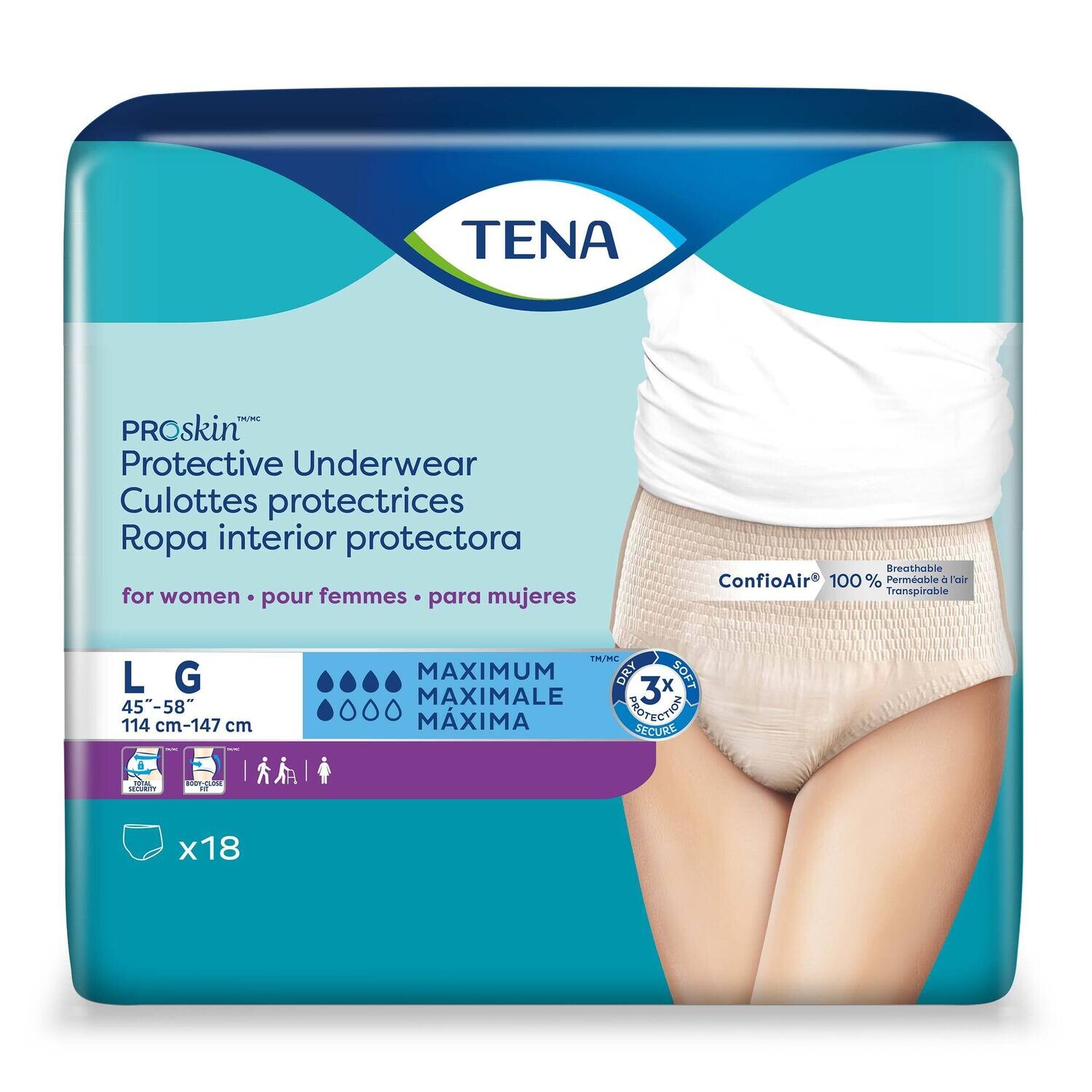 FULL CASE - 73030 - TENA ProSkin Protective Underwear for Women - Large - 4Pkgs/Case