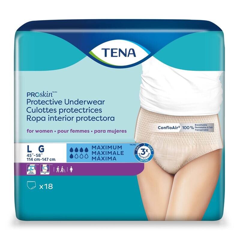 FULL CASE - 73030 - TENA ProSkin Protective Underwear for Women - Large - 4Pkgs/Case