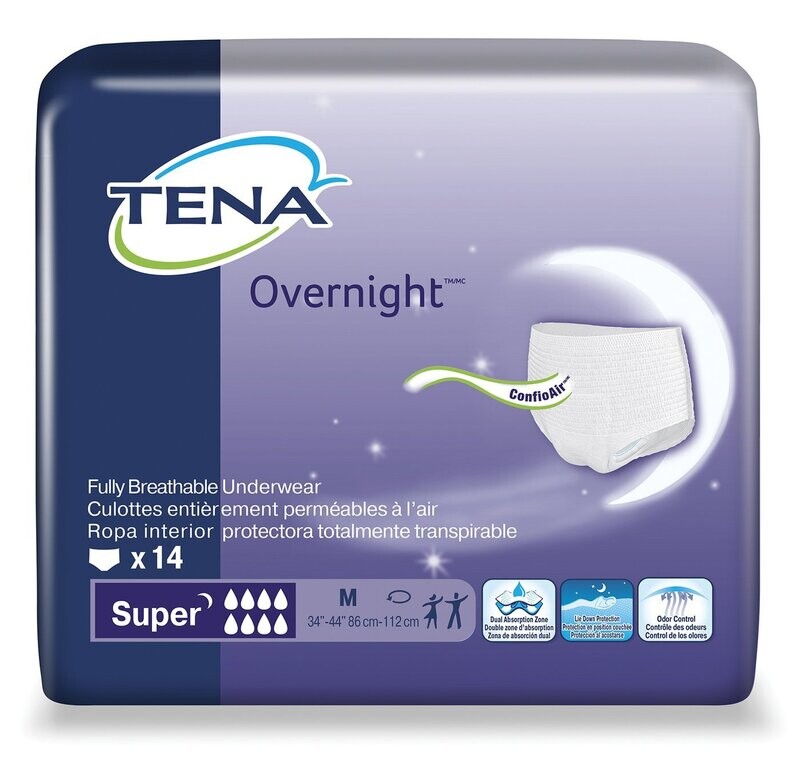 FULL CASE - 72235 - TENA Underwear Super Overnight Medium - 4Pkgs/Case