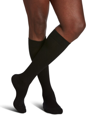 Sigvaris Compression Stockings - Men - Traveno - Black Cotton - Calf High - 15-20mmHg