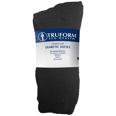 Truform Diabetic Sock Crew Length - Black