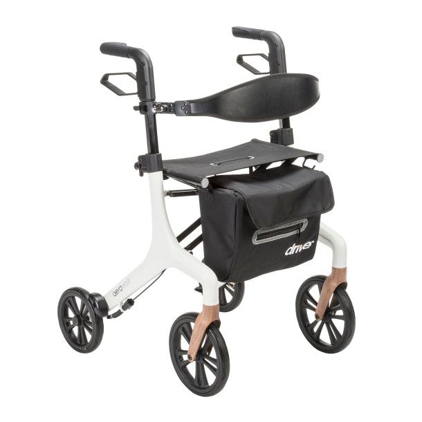 AeroWalk Ultra-Lite Rollator Walker - White