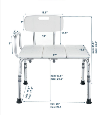 Transfer Bath Bench With Back- With Curtain Control