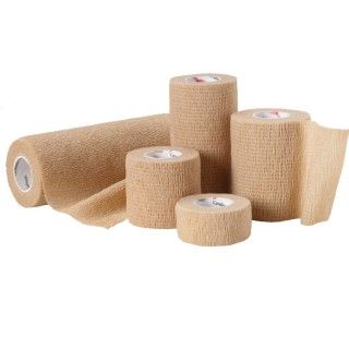 Beige Self-Adherent Cohesive Bandage Latex-Free - 1" (Vet Wrap)