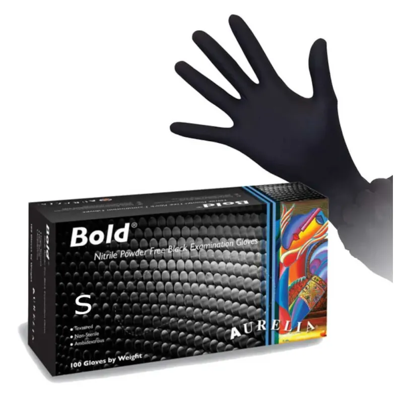 Bold Nitrile Disposable Black Gloves
