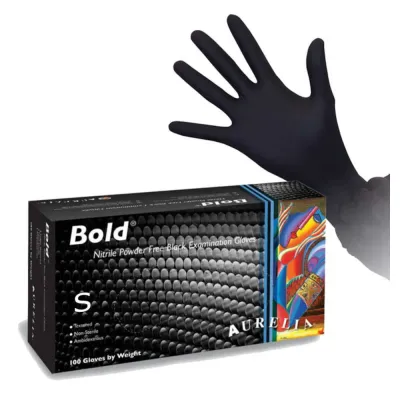 Bold Nitrile Disposable Black Gloves