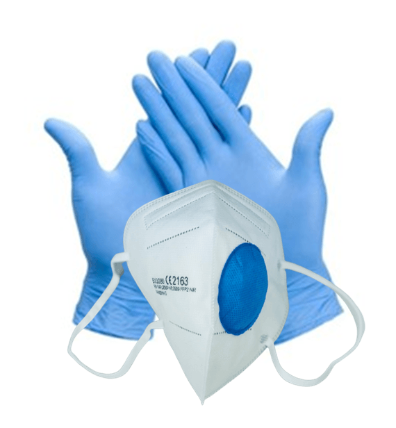 FFP2 Breath-Clear® Maske ST mit abgedecktem Ventil und Nitril Einweghandschuhen - ab 5,69 €/Stk.
