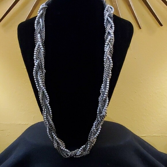 Ann Taylor Silver Twist Multistrand Necklace #741