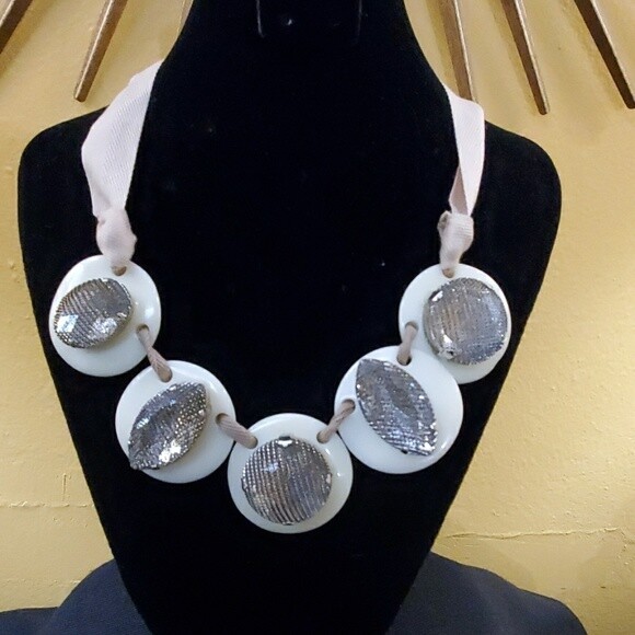 LOFT Ivory Mesh Statement Necklace #708