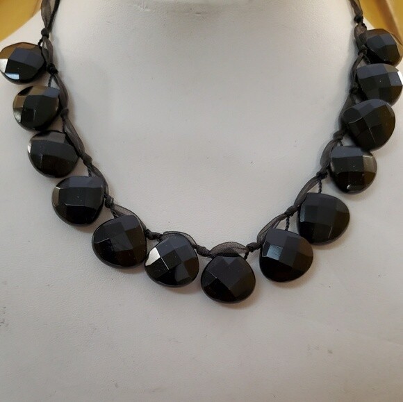 Ann Taylor Black Facet Stone Necklace #750