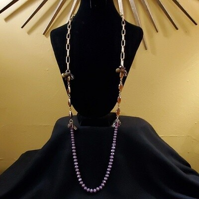 LOFT Purple Bead Gold Cluster Necklace #730