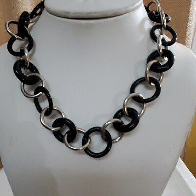 LOFT Black Enamel Chainlink Necklace #729