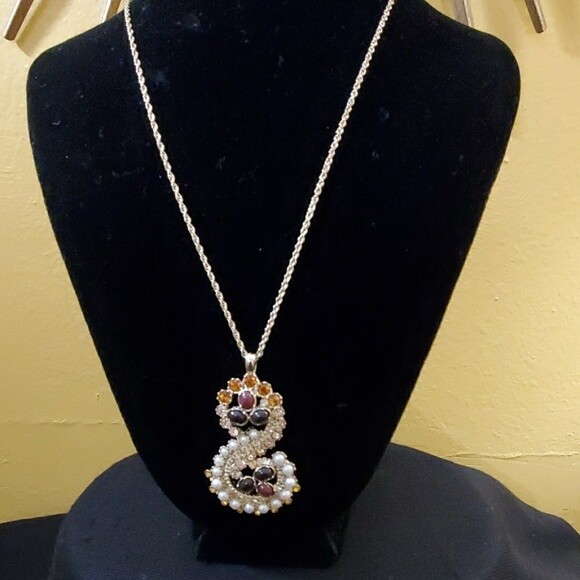 Ann Taylor Bead Rhinestone Pendant Necklace #716