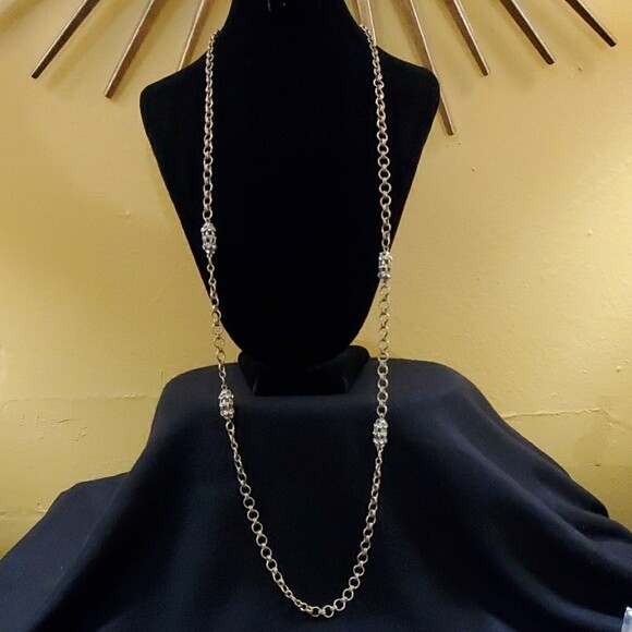LOFT Goldtone Rhinestone Chainlink Necklace #683