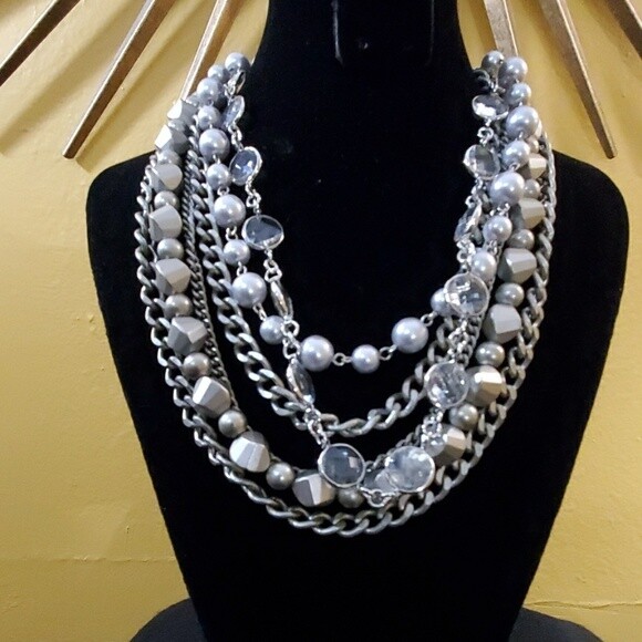 LOFT Silver Chunky Multistrand Necklace #417