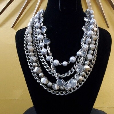 LOFT Silver Chunky Multistrand Necklace #417