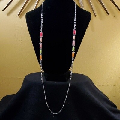 Ann Taylor Pink Bead Rhinestone Necklace #714