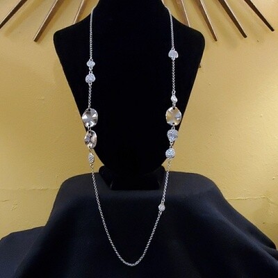 Ann Taylor Silver Disc Rhinestone Necklace #684