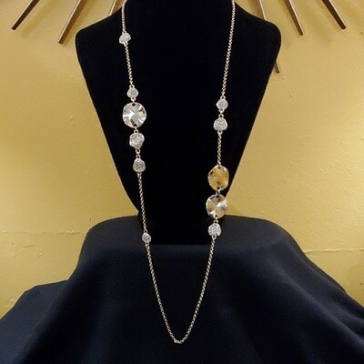 Ann Taylor Goldtone Disc Rhinestone Necklace #685