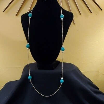 Ann Taylor Green Bead Rhinestone Necklace #680