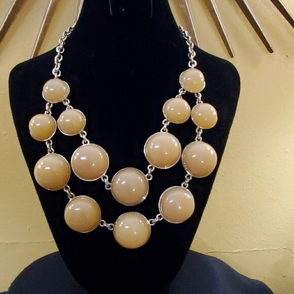Ann Taylor Peach Bauble Statement Necklace #667