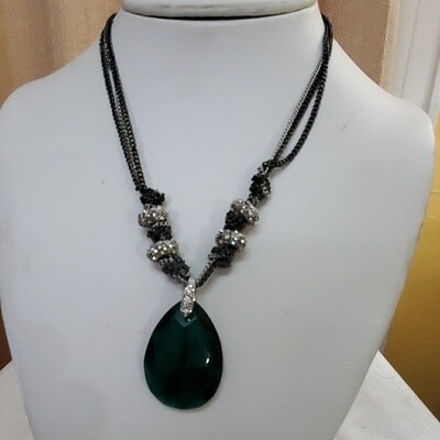 LOFT Emerald &amp; Crystal Pendant Necklace #90