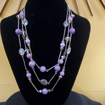 Ann Taylor Purple Bead Tiered Necklace #670
