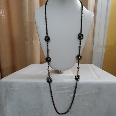 LOFT Goldtone Floral Rhinestone Necklace #664