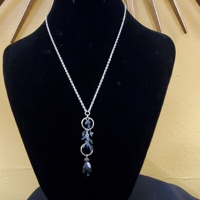 LOFT Silver Chain Blue Bead Pendant Necklace #605