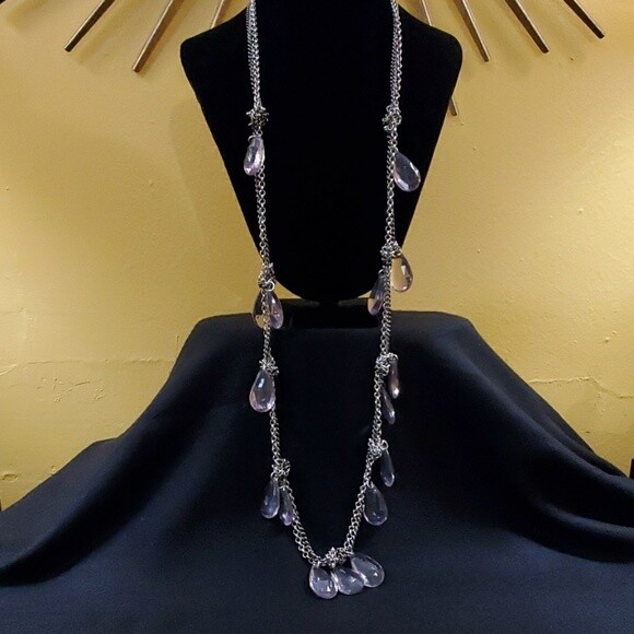 LOFT Silver Chain Teardrop Necklace #591