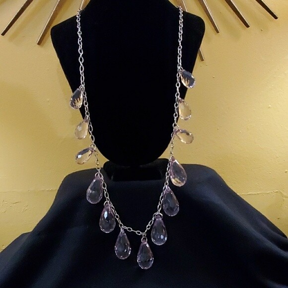LOFT Silver Chain Teardrop Necklace #589