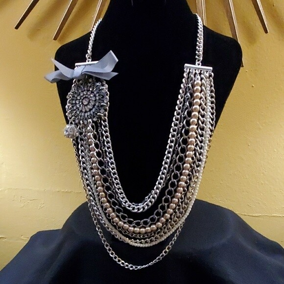 LOFT Multistrand Rhinestone Necklace #564