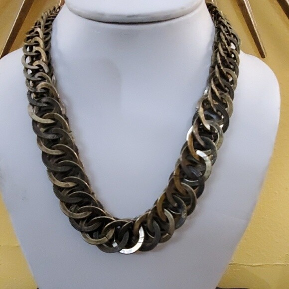 LOFT Antique Gold Chunky Chainlink Necklace #578