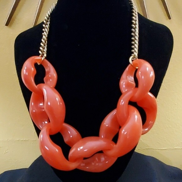 LOFT Orange Chunky Resin Chainlink Bracelet #535