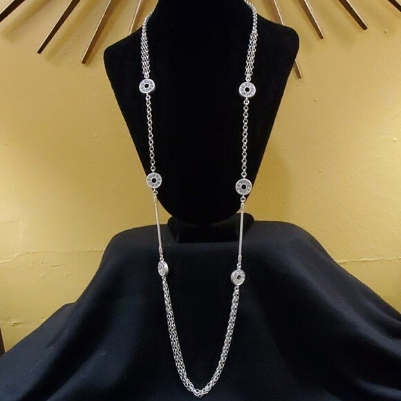 Ann Taylor Silver Pave Rhinestone Necklace #569