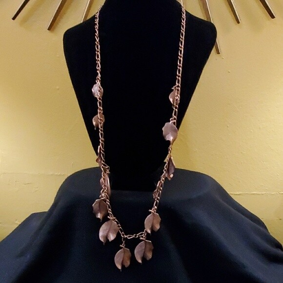 LOFT Rose Gold Dangle Leaf Necklace #551