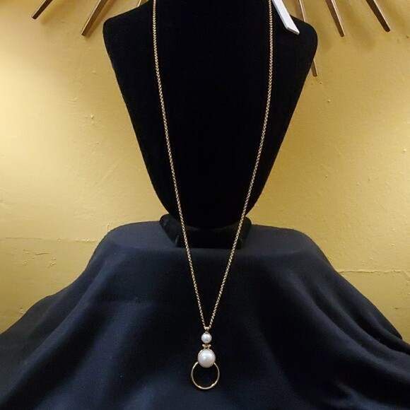 Ann Taylor Double Pearl Pendant Necklace #397