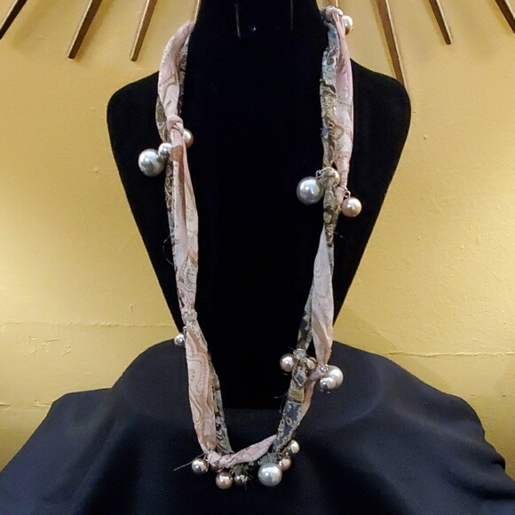 LOFT Paisley Faux Pearl Dangle Necklace #539