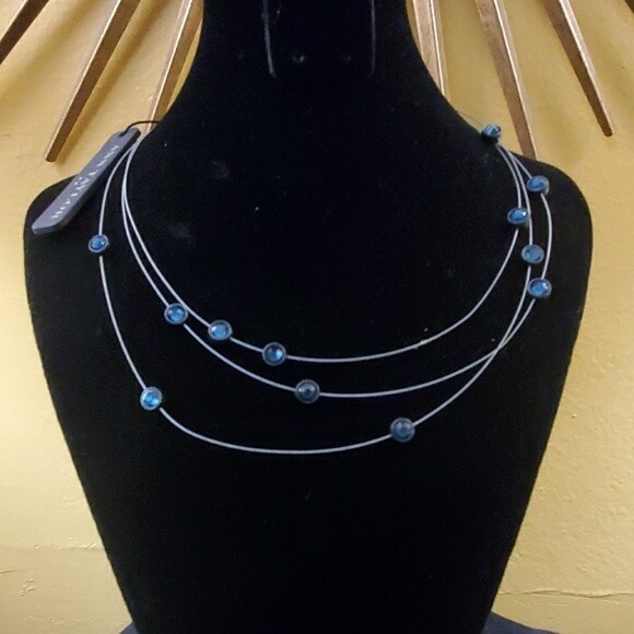 Ann Taylor Blue Rhinestone Necklace #398