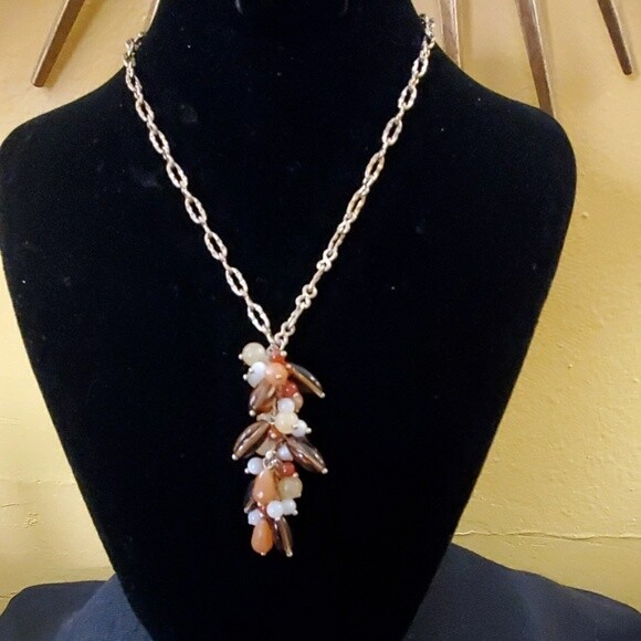 LOFT Brown Cluster Pendant Necklace #370