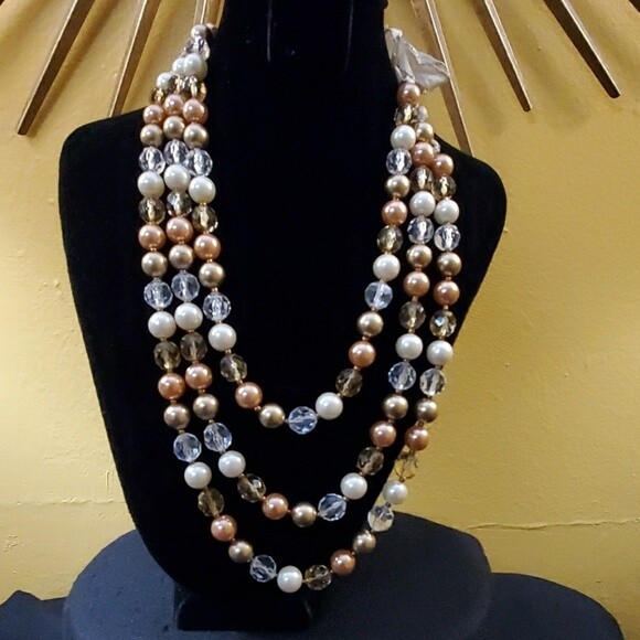 LOFT Brown Bead Pearl Necklace #351