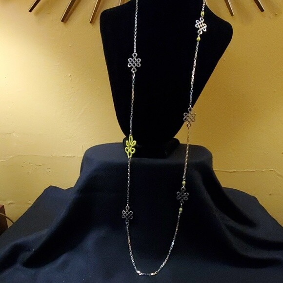 LOFT Lime Silvertone Necklace #344
