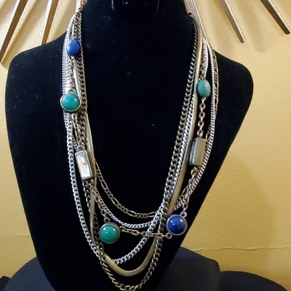 LOFT Multistrand Rhinestone Bead Necklace #191