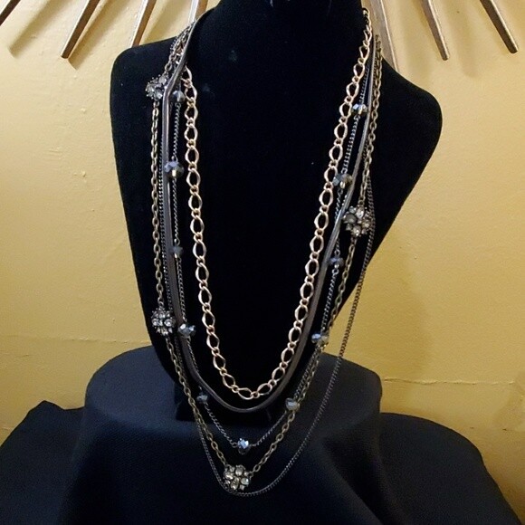 LOFT Tri-Color Multi Jewel Chain Necklace #187
