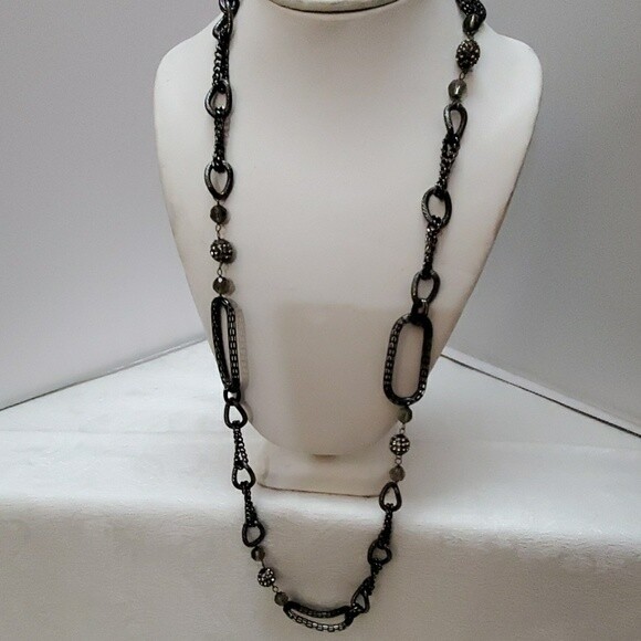 Ann Taylor Mesh Rhinestone Chain Necklace #88