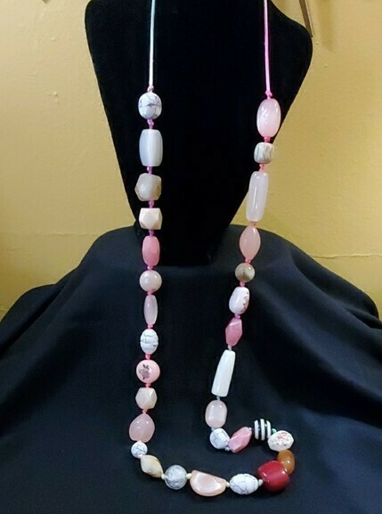Shades of Pink Floral Resin Bead Necklace #76