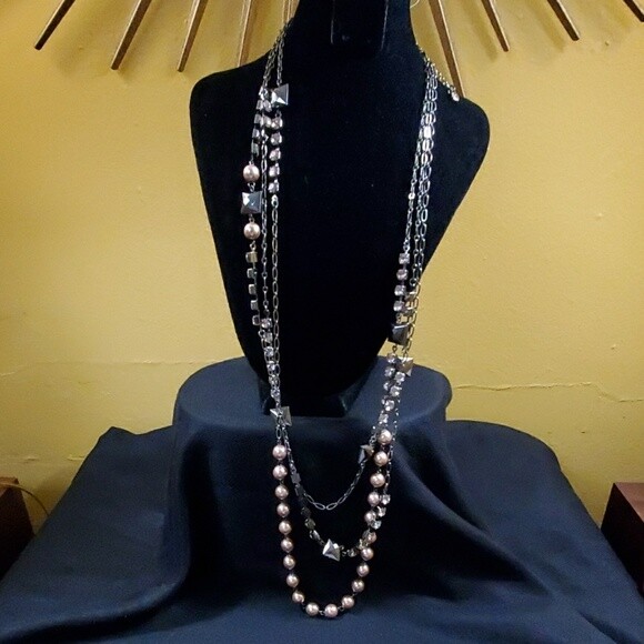 LOFT Champagne Rhinestone Multi Necklace #159