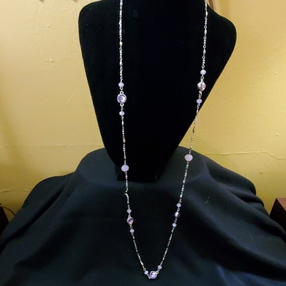 LOFT Silvertone Purple Stone Necklace #17