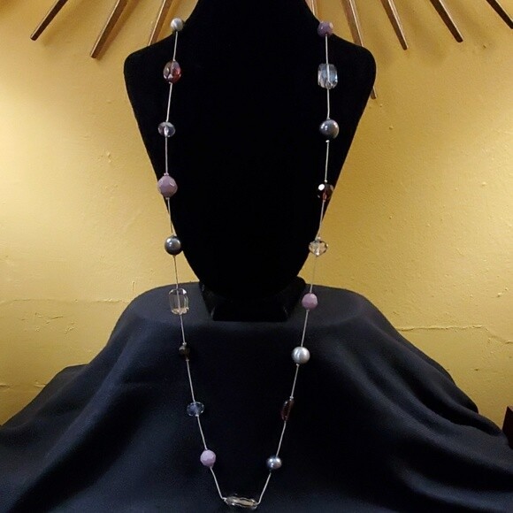 LOFT Long Purple Jewel Necklace #803